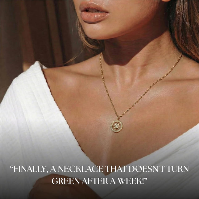 Dainty Necklace - Silver, Gold Plated 18" Choker for Women with Dainty Small Round Faux Diamond Necklace Pendant, Necklaces Women with CZ Solitaire Lobster Clasp, Minimalist Gift
