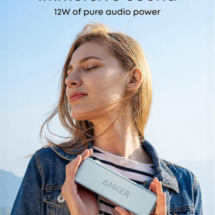 Anker Soundcore 2 Portable Bluetooth Speaker with Stereo Sound, Bluetooth 5, Bassup, IPX7 Waterproof, 24-Hour Playtime, Wireless, Speaker for Home, Outdoors, Travel