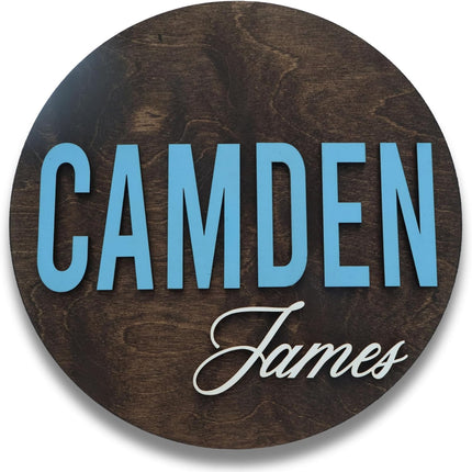 Custom Round Nursery Name Sign, Personalized 3D Baby Name Announcement Sign, Personalized Wooden Wall Plaque, 3D Wall Art for Children & Kids Rooms, Family Name Signs, 30 Colors (Design 10)