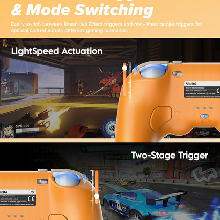 8Bitdo Pro 3 Bluetooth Controller with TMR Joysticks, Swappable ABXY Buttons, Pro Back Buttons, Charging Dock, Hall Effect Triggers for Switch/Switch 2, Windows, Apple, SteamOS, Android (Orange)
