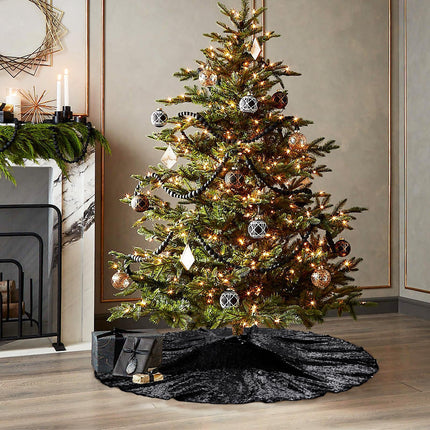 Black Christmas Tree Skirt, 36 Inch Sequin Tree Skirt
