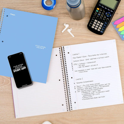 Spiral Notebook + Study App, 1 Subject, College Ruled, 8.5 x 11, 100 Sheets, Blue - photo 4