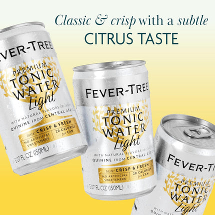 Fever-Tree Light Tonic Water – Premium Low-Calorie Mixer for Cocktails and Mocktails, 24 x 5.1 Cans – Naturally Sourced, Non-GMO