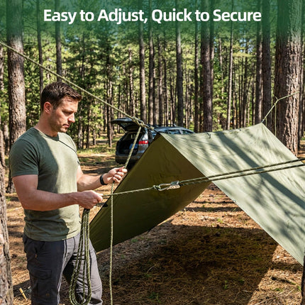 8 Pack Rope Tensioner Set with Alloy Buckles and Storage Bag, Adjustable Tie Down Ropes for Tent, Tarp, Hammock, Clothesline, Luggage & Outdoor Use (Green)