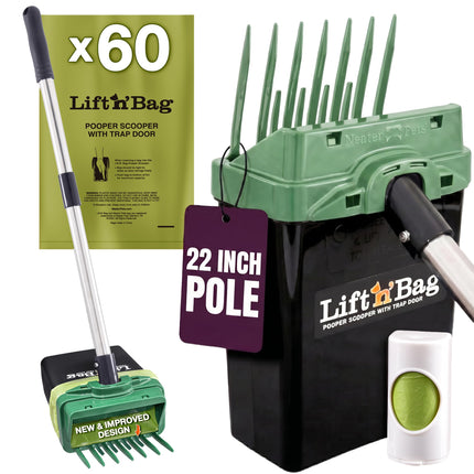 Lift N' Bag Dog Pooper Scooper with 22" Pole, 15 Bags
