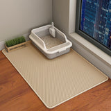 Cat Litter Mat, Double Layer Cat Litter Box Mat (35x24 Inch, Khaki)