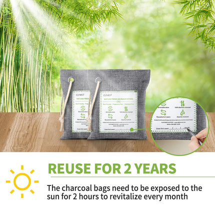 Bamboo Charcoal Air Purifying Bags - (Large, 4×200g), Removes Odors and Moisture, Nature Fresh Air Purifier Bags, Odor Eliminator for Home, Car, Pets, Bathroom, Basement
