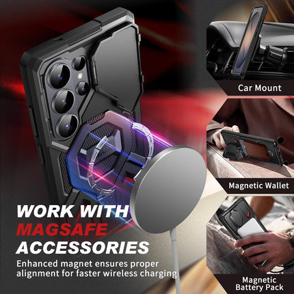 TONGATE Magnetic Stand for Samsung Galaxy S26 Ultra Case, Compatible with Magsafe, [Camera Cover & 2 Front Frames][Military Drop Protection] S26 Ultra Case Built-in Screen Protector & Belt Clip, Black