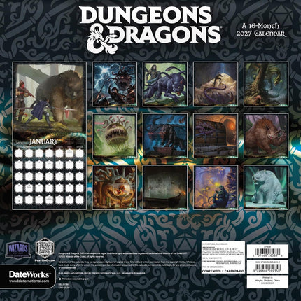 2027 Dungeons and Dragons Classic Wall Calendar