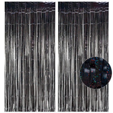 Iridescent Party Streamers Backdrop 3.2ft x 6.5ft 2 PCS
