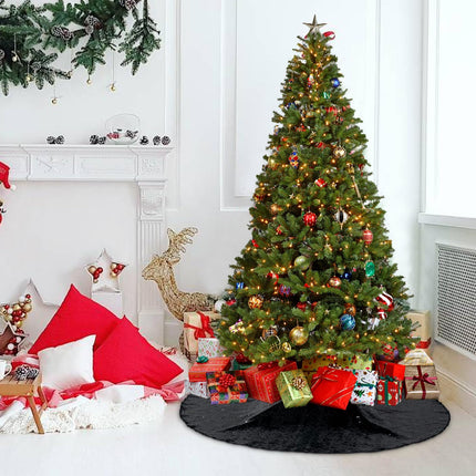 Black Christmas Tree Skirt, 36 Inch Sequin Tree Skirt