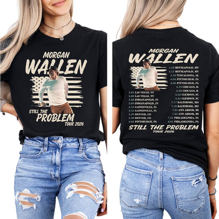 Country Music Tour Style T Shirt Vintage American Flag Print Casual Short Sleeve Concert Tee