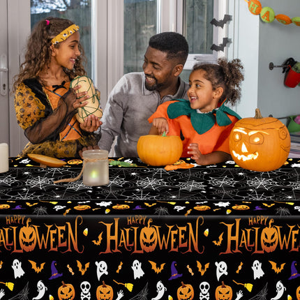4 Pack Halloween Tablecloth 54 x 108 Inch Pumpkin Spider Web Table Cover