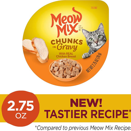 Meow Mix Chunks in Gravy Wet Cat Food, Chicken Breast, 2.75 Ounce (Pack of 12)