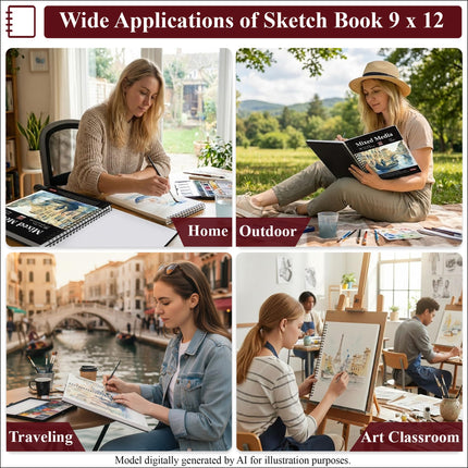Mixed Media Sketchbook 9x12, Mixed Media Paper_98lb/160gsm, 60 Sheets