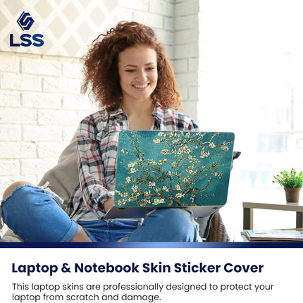 LSS Laptop 17-17.3" Skin Cover with Colorful Almond Trees Pattern for HP Dell Lenovo Apple Asus Acer Compaq - Fits 16.5" 17" 17.3" 18.4" 19" (2 Wrist Pads Free)