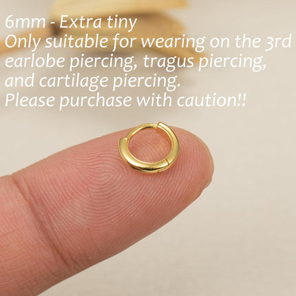 925 Sterling Silver Small Hoop Earrings for Women,Gold or Silver,14K Gold Plated Tiny Huggie Earrings fit Cartilage,Helix,Tragus,Earlobe Piercing Jewelry,Lightweight&Hypoallergenic,5mm/6mm/7mm/8mm/9mm