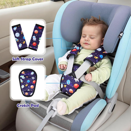3 Pcs Car Seat Stroller Straps Pads for Baby, Newborn Soft Shoulder Strap and Crotch Covers, Universal Shoulder Straps Pads for Car Seat, Pushchair, High Chair (Starry Sky)
