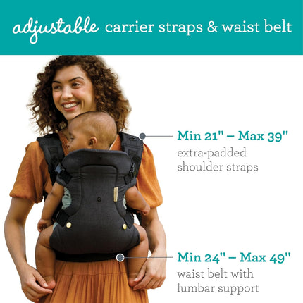The Infantino Flip 4-in-1 Convertible Baby Carrier & Crossbody Diaper Bag - Grow-with-Me Carrier with Attachable Crossbody Diaper Bag, Black and Gold, 2-Piece Set