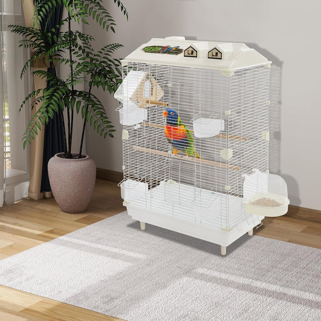 Two-Tier Bird Cage, 18.5 x 11.81 x 30.31 in, Double Doors, White