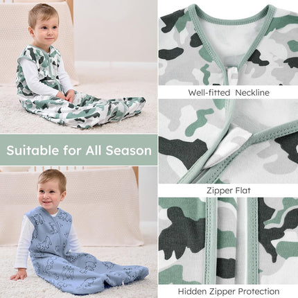 Yoofoss Baby Sleep Sack 0-6 Months Wearable Blanket for Babies 100% Organic Cotton 2-Way Zipper TOG 0.5 Toddler Sleeping Sack 3 Pack, Comfy Lightweight Sleep Sacks