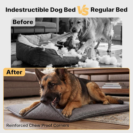 Veehoo Chew Proof Dog Crate Pad, Indestructible Dog Bed Crate Mat with Reinforced Stitching, Large Chew Resistant Kennel Pad for Aggressive Chewers, Machine Washable, 35" x 22"