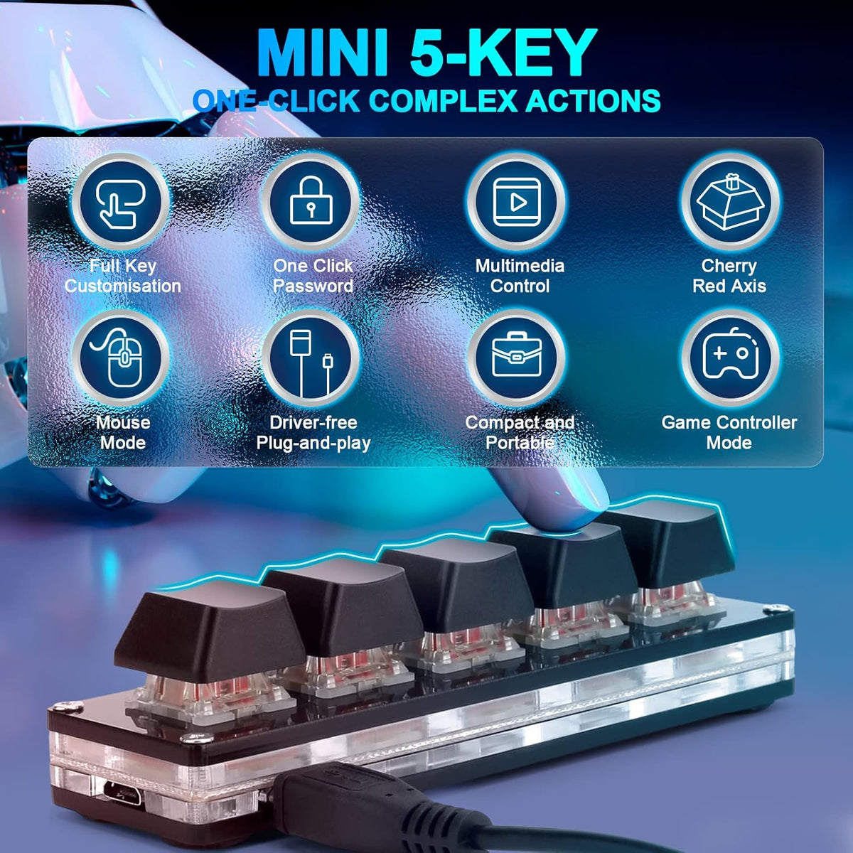 Upgrade Black 5-Key Mini Macro Mechanical Gaming Keypad - photo 3