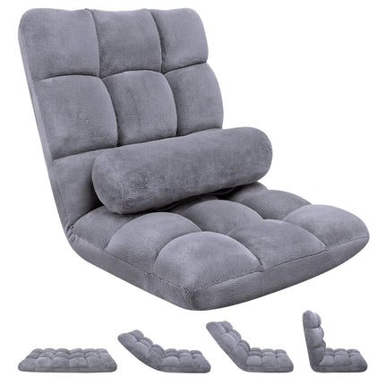 Folding Floor Chair with Back Support, 6 Adjustable Position