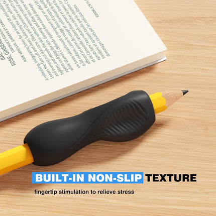 6 Pack Ergonomic Pencil Grips,Triangular Design with Finger Grooves for Children &Arthritis,Soft Non-Slip Silicone,Corrects Grip Position for Writing and Drawing,Left & Right Handed,Black