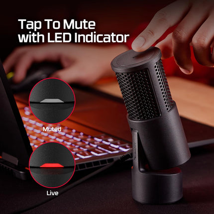 HyperX SoloCast 2 – Gaming USB Condenser Mic for PC, USB-C to USB-A, Built-in Pop Filter, Internal Shock Mount, Plug and Play, 24-bit / 96kHz, Compact Tiltable Stand – Black (Renewed)