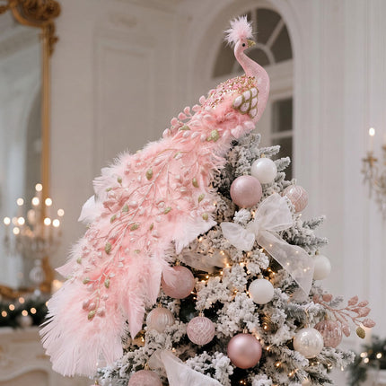 15 Inch Christmas Peacock Tree Topper, Glitter Peacock Feather Ornaments