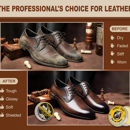 Leather Boot Care Kit, Mink Oil & Saddle Soap for Leather Cleaning & Leather Boots, 6-in-1 Leather Shoe Care Kit, Leather Cleaner and Conditioner for Purses, Shoes, Boots, Couch, Car