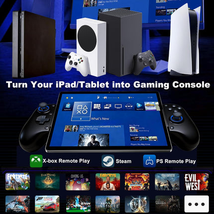 Megadream Mobile Gaming Controller for iPhone/Android/PC - iPad/Tablet (Up to 11in) - Cloud Game - NS-Switch|Swith 2 - Turn Your Phone into a Gaming Console - PS5/Xbox Remote Play Streaming, Call of Duty, Roblox, Turbo, Black
