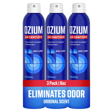 Spray sanitizante de aire y eliminador de olores de 8 Oz.