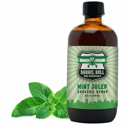 Barrel Roll Bar Essentials Cocktail Mixers - Mint Julep Cocktail Mix - All-Natural Mint Julep Drink Mix - USA Handcrafted Cocktail Syrups - Small Batch Cocktail Bitters with Real Cane Sugar - 8 Ounce