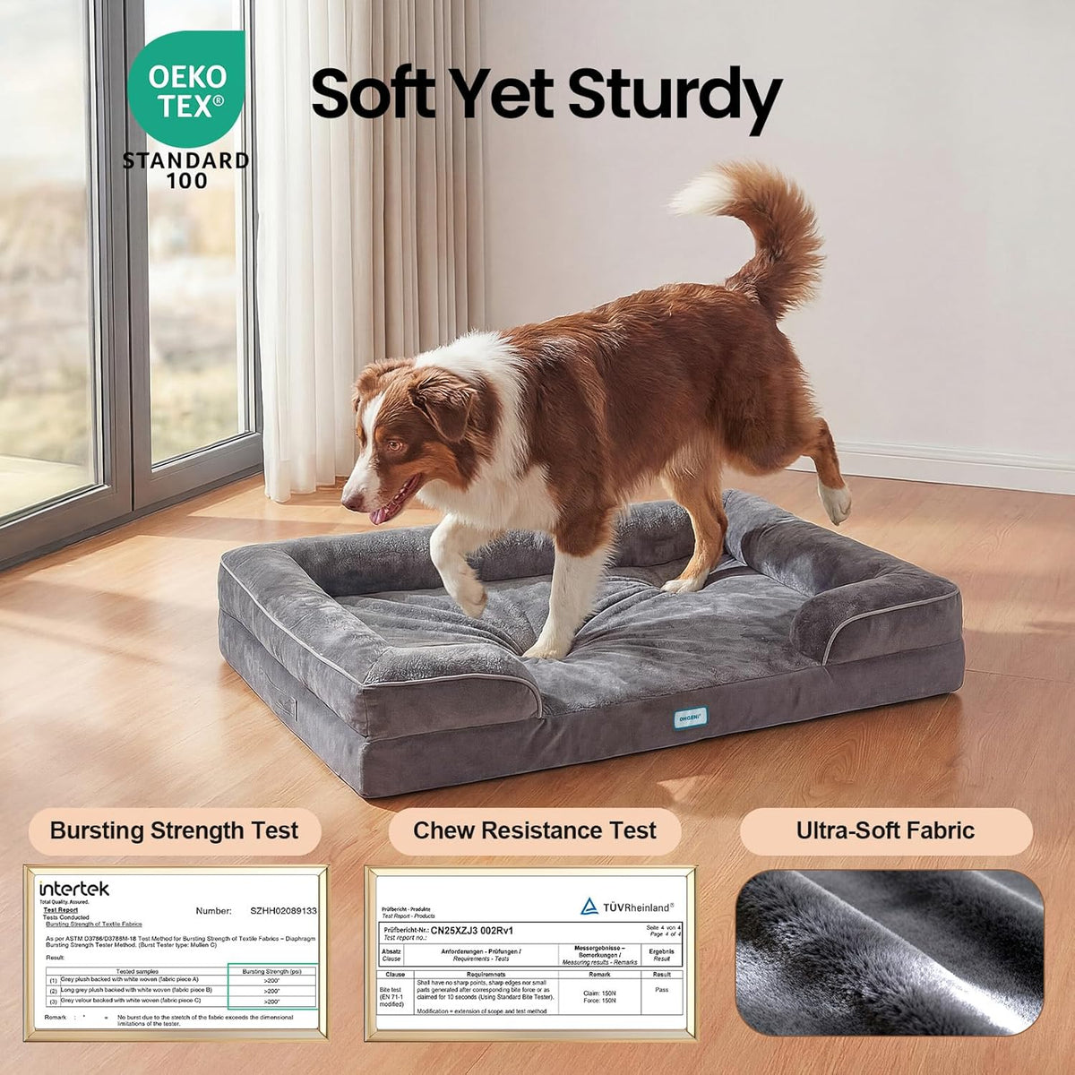 Orthopedic Dog Bed Couch and Cat Sofa for Large Pets, 35-Inch Gray - photo 5