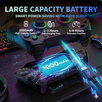 Wireless Game Controller with Type-C Cable, Dual Vibration, 1000mAh Battery, 6-Axis Motion Sensor - photo 4