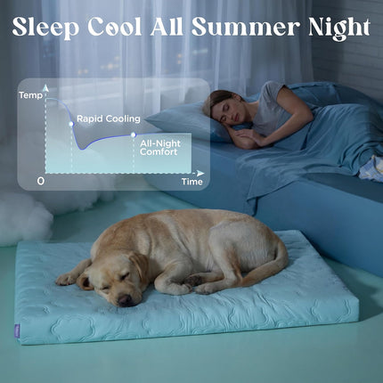 LE SURE Cooling Dog Bed, XL Q-Max>0.5 Cooling Mat with Removable Washable Cover, Breathable Orthopedic Egg Crate Foam Non-Slip Summer Pad for Extra Large Active/Senior/Long-Haired Pets, 41x27 Inch