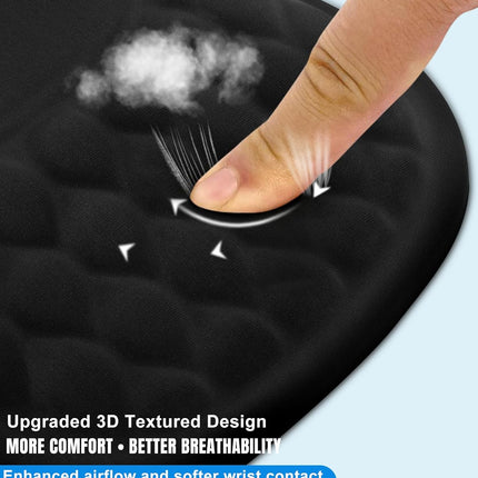 Ergonomic Mouse Pad with Wrist Rest, Slope Design Memory Foam Support, Smooth Lycra Surface, Non-Slip PU Base, Comfortable Mouse Mat for Office, Home, Computer Desk (Black)
