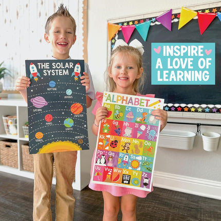 Hadley Designs 16 Educational Posters for Toddlers 1-3 - Learning Poster for Kids Ages 3-5, Alphabet Chart Playroom Homeschool Daycare & Classroom Decor, Kindergarten & Preschool Classroom Must Haves