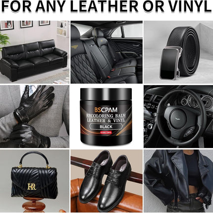 Black Leather Recoloring Balm,Leather Couch Scratch/Stain Remover,Leather Repair kit for Vinyl Furniture and Car Interior,Leather Dye Paint for Scratched and Faded Leather Couches