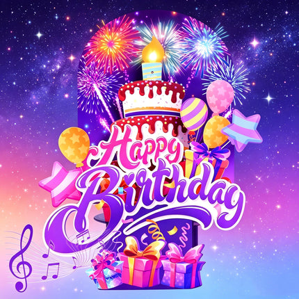 Pop Up Birthday Card with Music, Light, Firework For Men Women