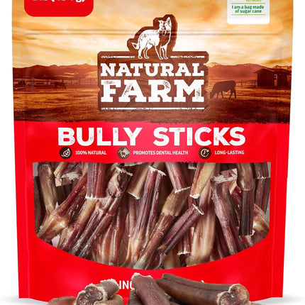 Natural Farm Odor Free Bully Sticks (2-3 Inch, 1 Pound) for Small & Medium Dogs - 100% Beef Chews for Pups, Non-GMO, Grain-Free, Fully Digestible Long Lasting Dog Treats