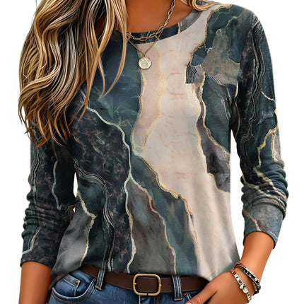 Women's Casual Shirts Long Sleeve Tops Crewneck Tshirts Fall Clothes