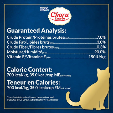 INABA Churu Entrée Bisque for Cats, High Protein & Moisture, Prebiotic Wet Cat Food, 1.76oz. per Serving, 6 Pouches, Chicken with Salmon Recipe