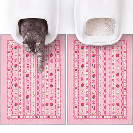 Cat Litter Mat, 2 Pack 33" x 22" Machine Washable for Litter Boxes
