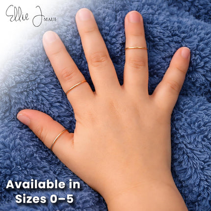 Ellie J Maui 14K Gold Filled Baby Stacking Rings - Dainty Gold Stackable Band Thumb Pinky Finger Ring, Baby Girl or Boy Jewelry Keepsake for Baby, Baptism Gifts for Baby, Infant (Size 0 to 5)