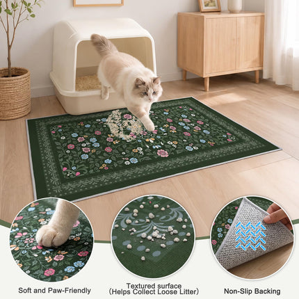 Cat Litter Mat, 2 Pack 33" x 22" Machine Washable for Litter Boxes
