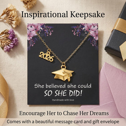 Personalized Graduation Cap Necklace for Her,Class of 2026,Graduation Gift for Her/Women,Grad Gifts for High School/College/8th Grade/Nursing/5th Grade/Masters Degree/Phd
