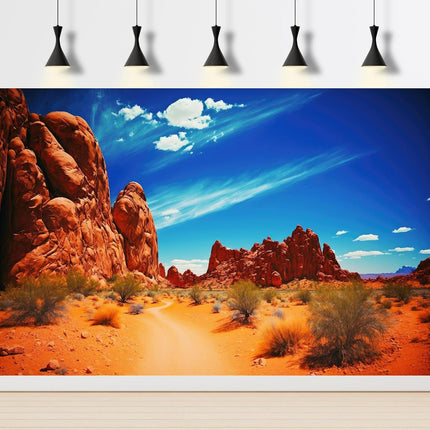 Sunset Desert Reptile Tank Background Desert Red Rock Formations Bright Blue Sky Reptile Enclosure Terrarium Background Desert Gobi Red Rock Natural Landscape Aquarium Fish Tank Backgrounds 36x24in
